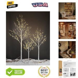 LED Birch Tree Light Set 3-Pack 4ft 6ft 8ft Party Occasion Indoor Outdoor Decor